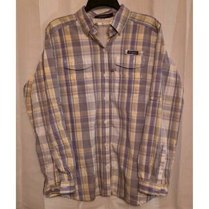 Columbia PFG Super Bonehead Fishing Shirt Womens Med Plaid Long Sleeve Vented